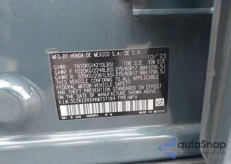 2024 Honda Hr-V Awd Lx from USA, damaged, VIN 3CZRZ2H34RM737164